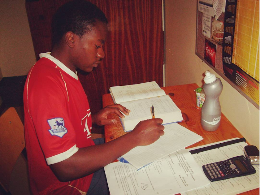 2008: Studying for a Mathematics exam in Kopano Residence, University of Cape Town.
